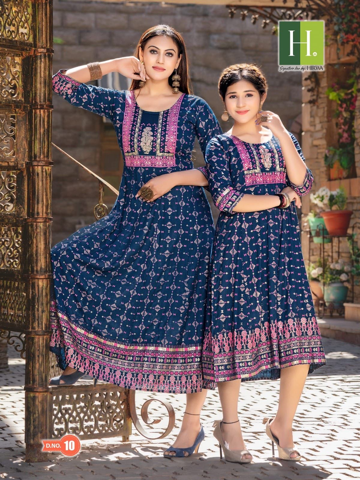 Ridhi Shidhi By Hirwa Daughter Printed Anarkali Kurti Collection
